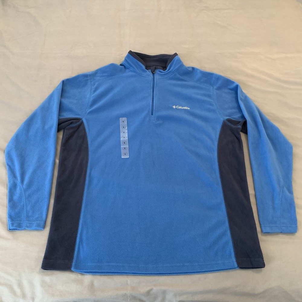 Columbia Pullover Shirt Mens XL Blue Fleece 1/4 Zip Colorblock Outdoor Hiking